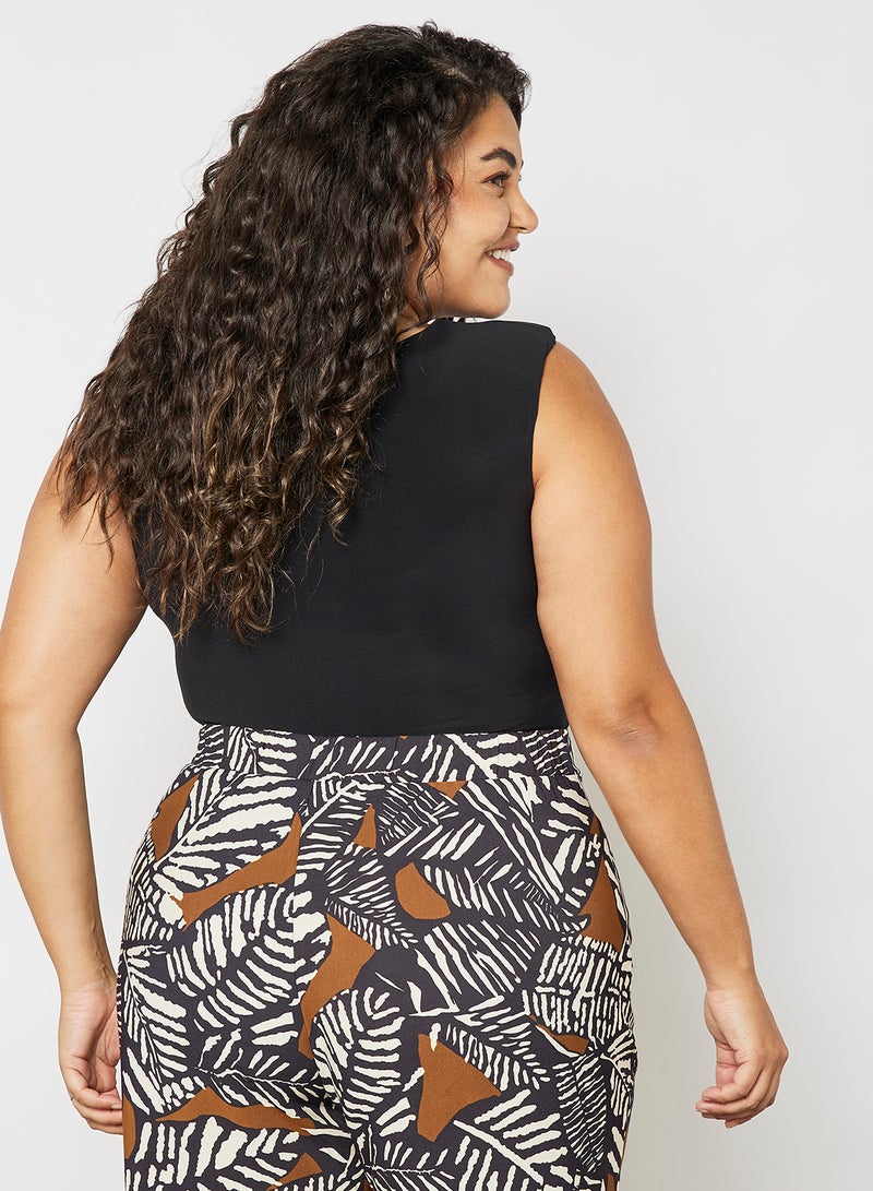 Violeta By Mango - Plus Size Gathered Detail Bodysuit Black - Image 1