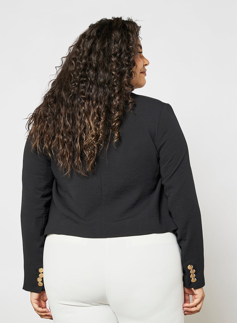 Violeta By Mango - Plus Size Cropped Blazer Black - Image 1