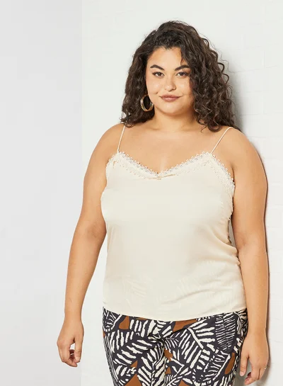 Violeta By Mango Plus Size Lace Blouse White