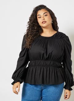 Curve Peplum Top Black