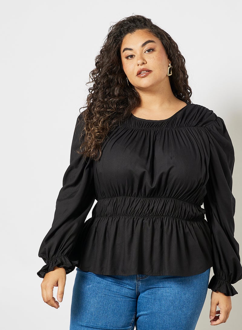 Vero Moda Curve - Curve Peplum Top Black - Image 1
