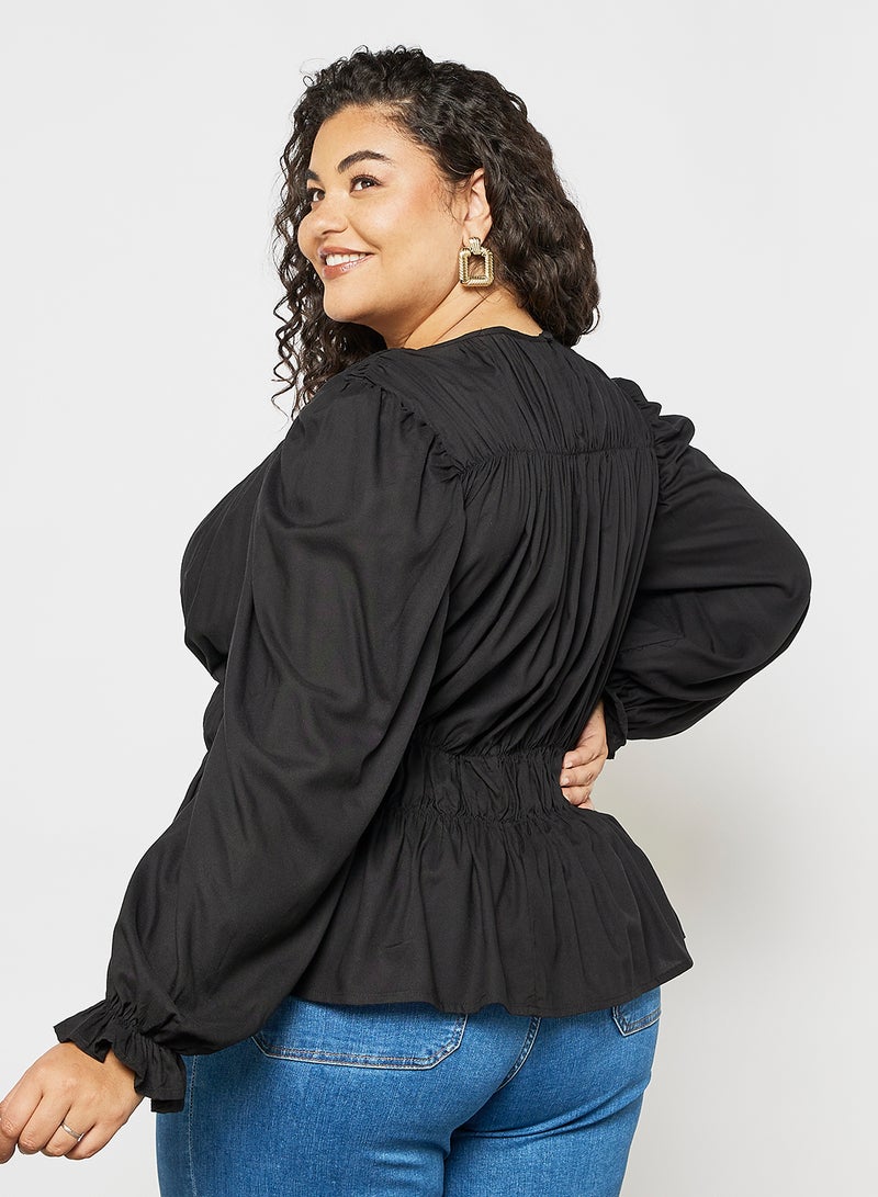 Vero Moda Curve - Curve Peplum Top Black - Image 1