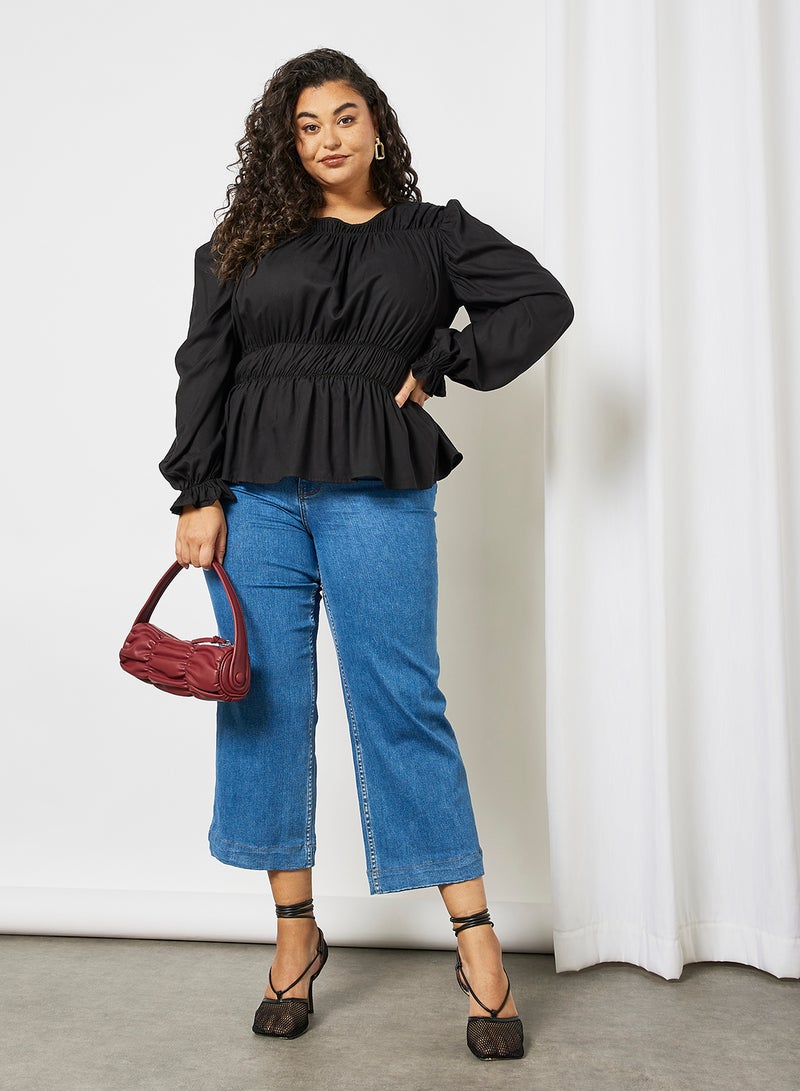 Vero Moda Curve - Curve Peplum Top Black - Image 1