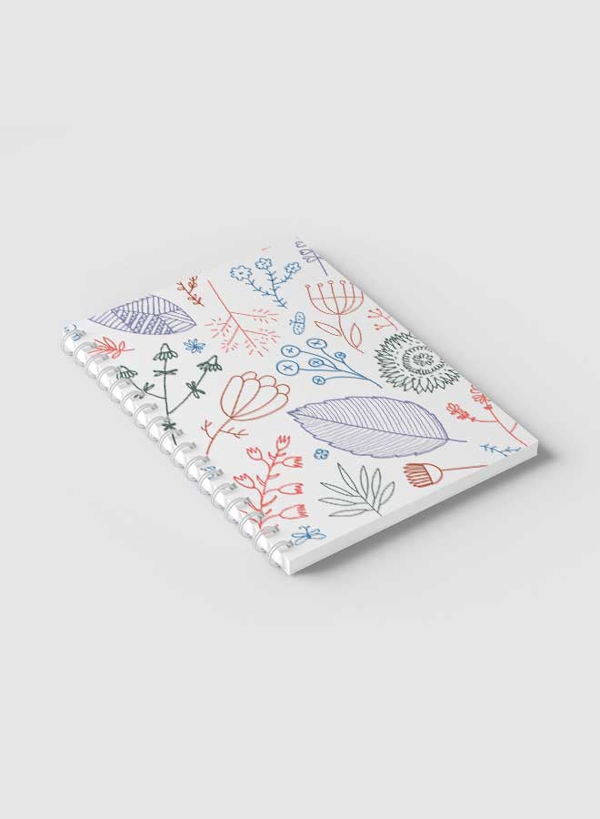 لوحة دفتر ملاحظات بسلك حلزوني للمدرسة أو تدوين ملاحظات العمل يحتوي على 60 ورقة برسومات زهور متعدد الألوان - Image 2