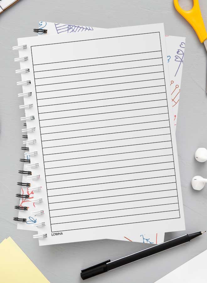 لوحة دفتر ملاحظات بسلك حلزوني للمدرسة أو تدوين ملاحظات العمل يحتوي على 60 ورقة برسومات زهور متعدد الألوان - Image 3