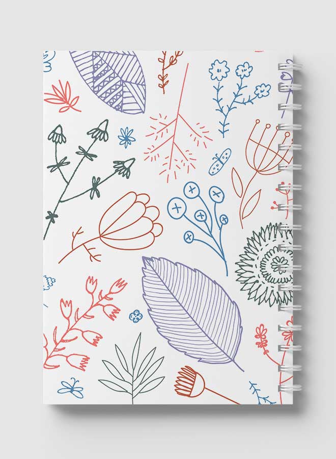 لوحة دفتر ملاحظات بسلك حلزوني للمدرسة أو تدوين ملاحظات العمل يحتوي على 60 ورقة برسومات زهور متعدد الألوان - Image 5