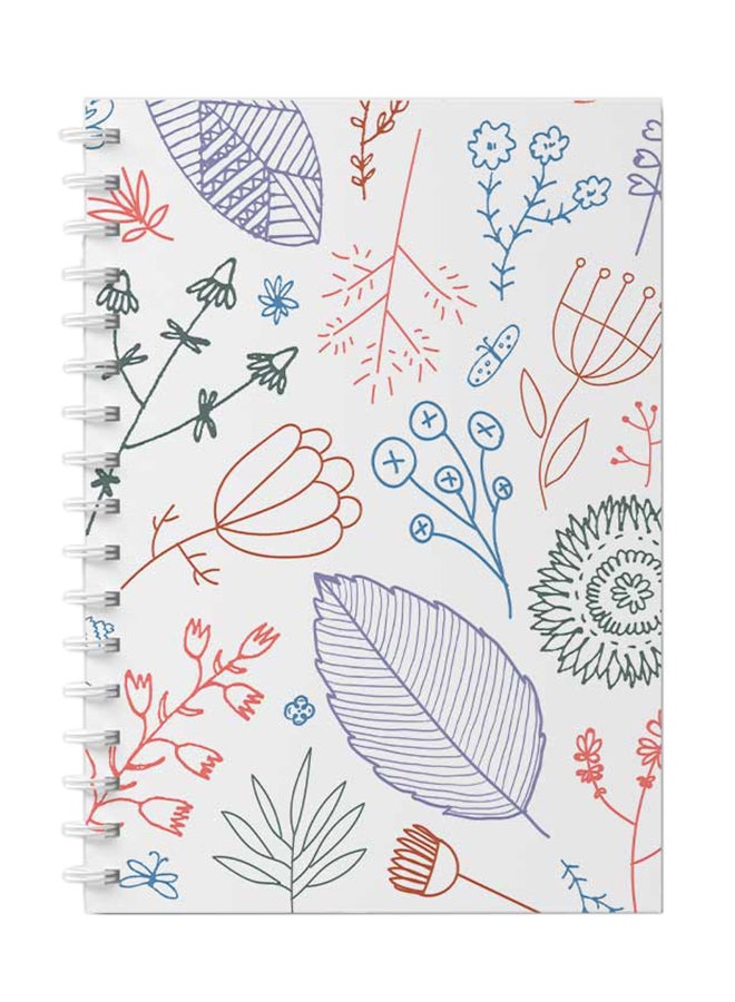 لوحة دفتر ملاحظات بسلك حلزوني للمدرسة أو تدوين ملاحظات العمل يحتوي على 60 ورقة برسومات زهور متعدد الألوان - Image 1