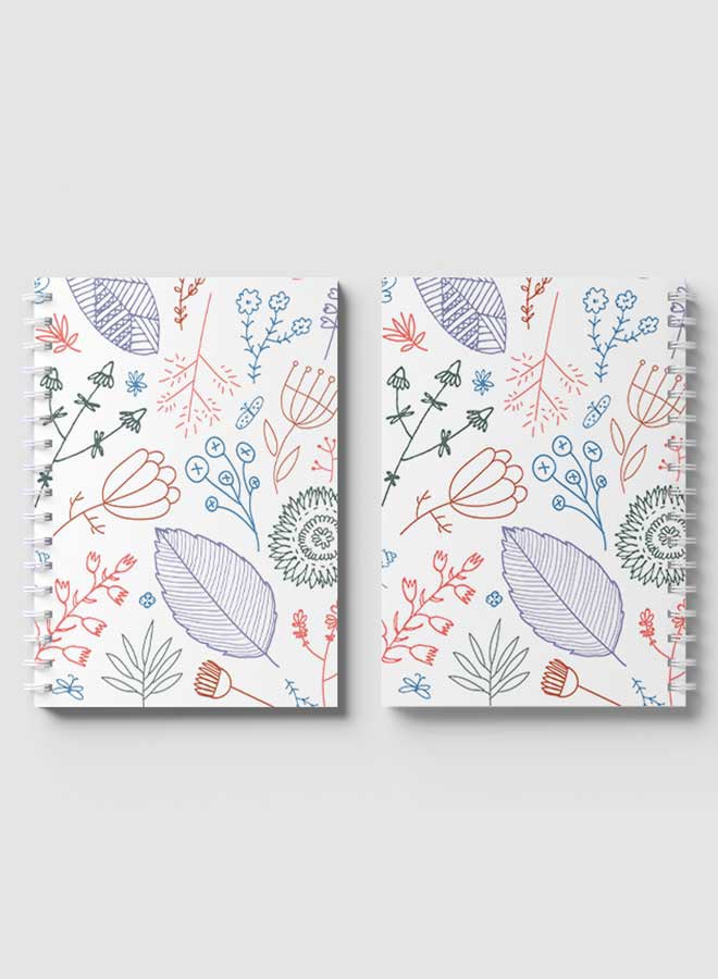 لوحة دفتر ملاحظات بسلك حلزوني للمدرسة أو تدوين ملاحظات العمل يحتوي على 60 ورقة برسومات زهور متعدد الألوان - Image 4