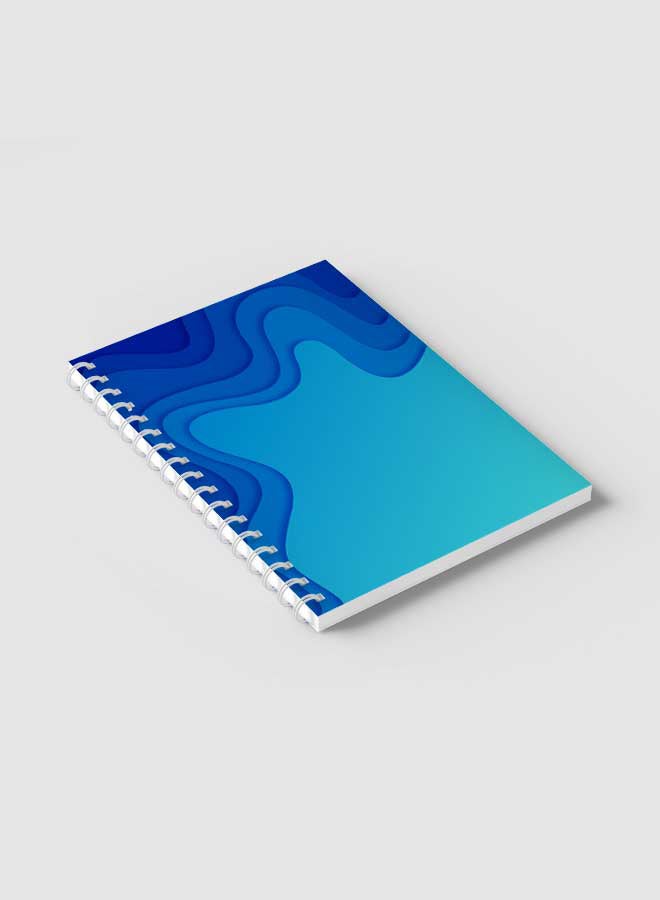 لوحة دفتر ملاحظات بسلك حلزوني للمدرسة أو تدوين الملاحظات الخاصة بالعمل مع 60 ورقة بتصميم تجريدي باللون الأزرق متعدد الألوان - Image 2