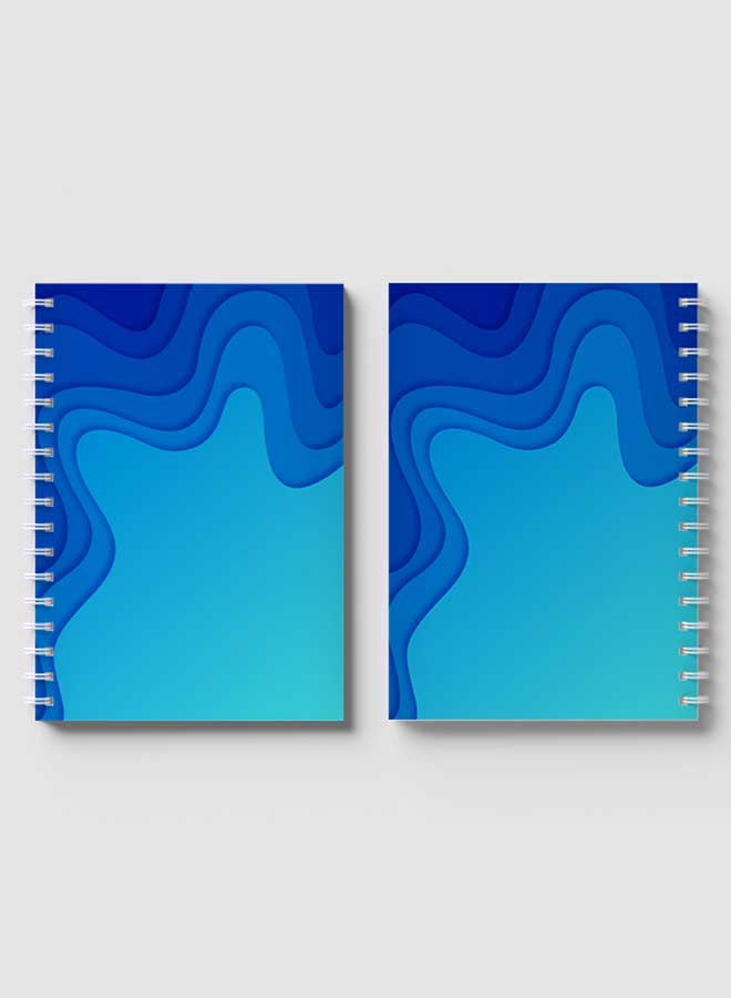 لوحة دفتر ملاحظات بسلك حلزوني للمدرسة أو تدوين الملاحظات الخاصة بالعمل مع 60 ورقة بتصميم تجريدي باللون الأزرق متعدد الألوان - Image 4