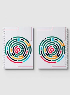 LOWHA Spiral Notebook For School Or Business Note Taking With 60 Sheets Abstarct Coloured Maze Multicolour  - Image 4