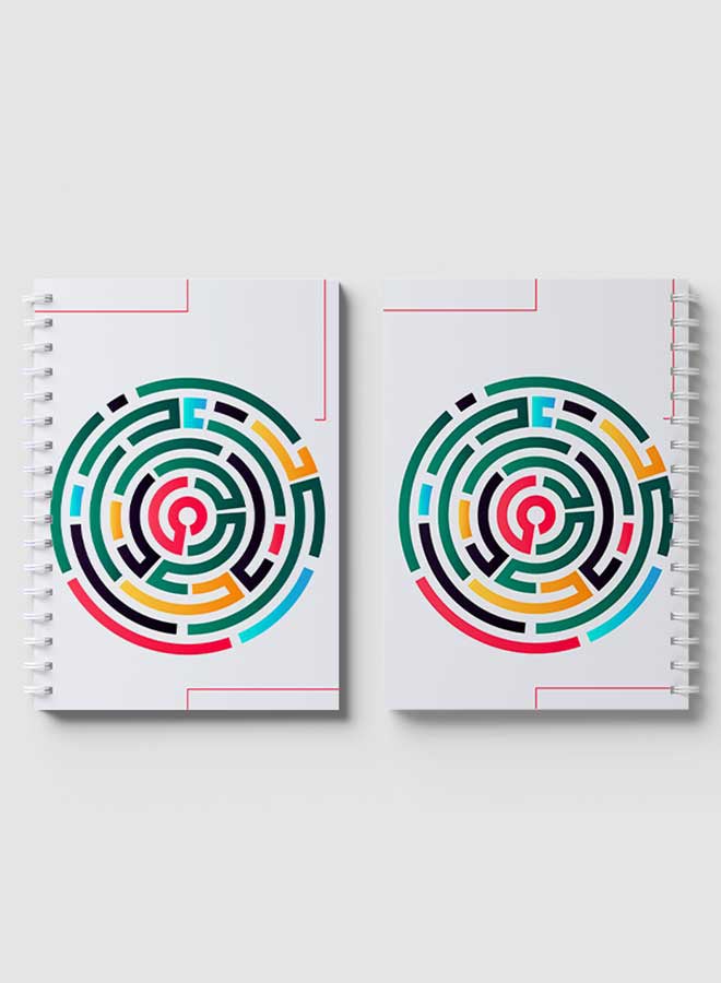 LOWHA Spiral Notebook For School Or Business Note Taking With 60 Sheets Abstarct Coloured Maze Multicolour  - Image 4