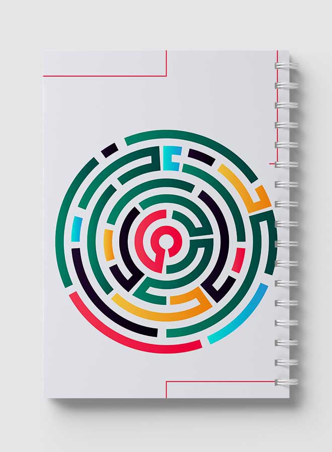 LOWHA Spiral Notebook For School Or Business Note Taking With 60 Sheets Abstarct Coloured Maze Multicolour  - Image 5