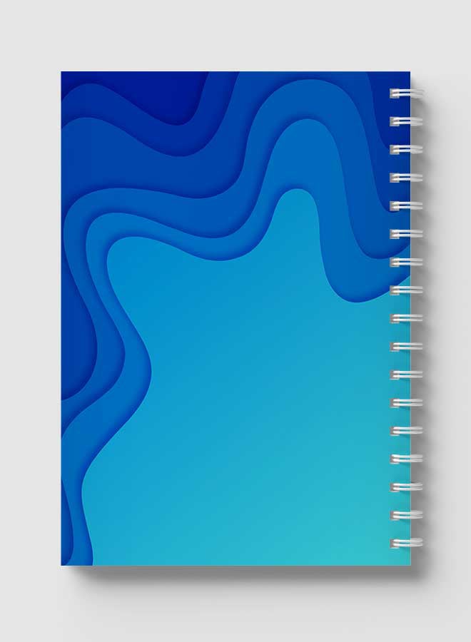 لوحة دفتر ملاحظات بسلك حلزوني للمدرسة أو تدوين الملاحظات الخاصة بالعمل مع 60 ورقة بتصميم تجريدي باللون الأزرق متعدد الألوان - Image 5