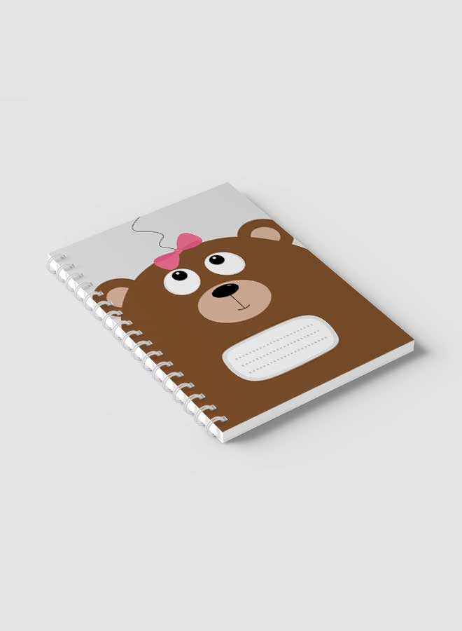 لوحة دفتر ملاحظات بسلك حلزوني للمدرسة أو تدوين ملاحظات العمل مع شريط وردي على شكل دب كرتوني مكون من 60 ورقة متعدد الألوان - Image 2