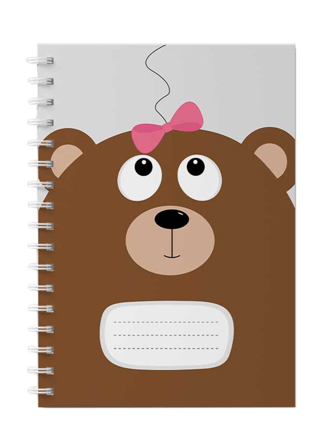 لوحة دفتر ملاحظات بسلك حلزوني للمدرسة أو تدوين ملاحظات العمل مع شريط وردي على شكل دب كرتوني مكون من 60 ورقة متعدد الألوان - Image 1