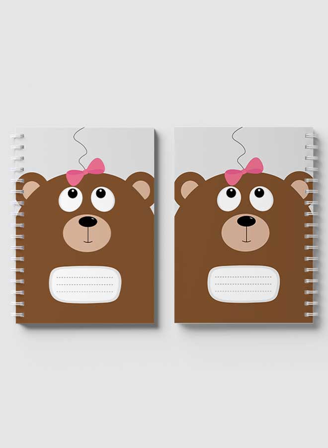 لوحة دفتر ملاحظات بسلك حلزوني للمدرسة أو تدوين ملاحظات العمل مع شريط وردي على شكل دب كرتوني مكون من 60 ورقة متعدد الألوان - Image 4