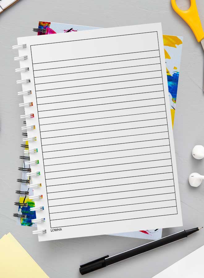 لوحة دفتر ملاحظات بسلك حلزوني للمدرسة أو تدوين ملاحظات العمل مع 60 ورقة من قماش الكانفاس متعدد الألوان - Image 3