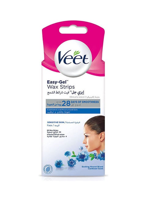 Pack Of 20 Hair Removal Face Coldwax Strips Blue
