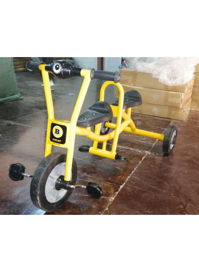 JSAITOYS Children's New Model Passenger Tricycle With Two Seats - Yellow 112x60x63cm  - Image 3