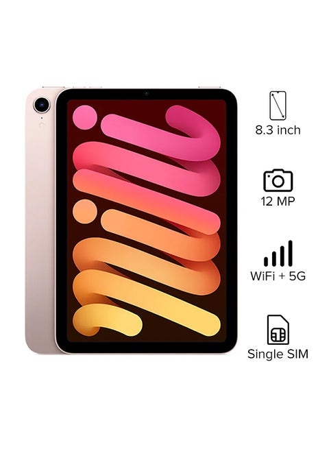 iPad Mini 2021 (6th Generation) 8.3inch, 64GB, WiFi, 5G, Pink with Facetime - Middle East version