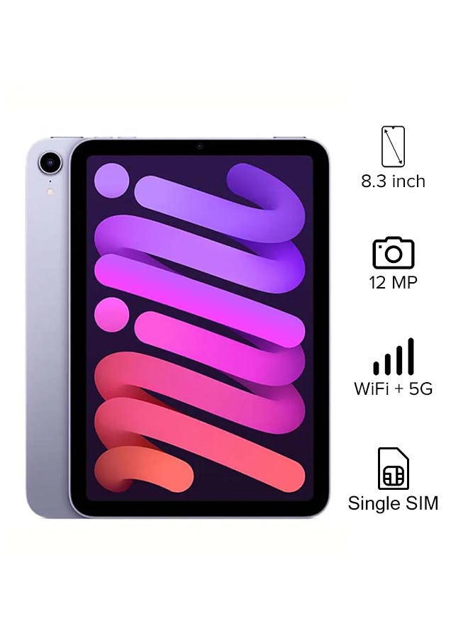 Apple iPad Mini 2021 (6th Generation) 8.3inch, 64GB, WiFi, 5G, Purple with Facetime - International version