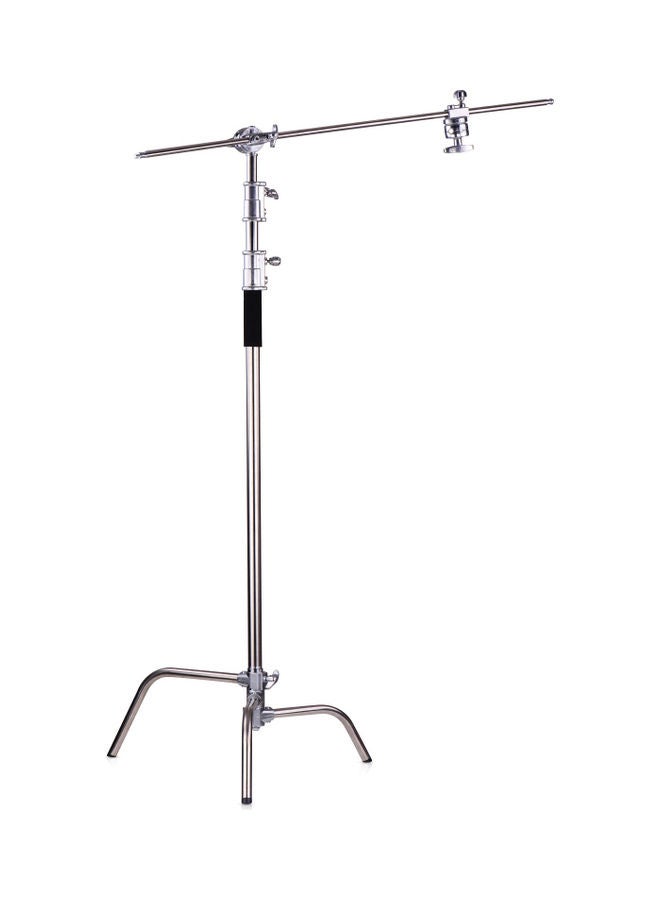 Professional Photography Light Stand C-Stand With Boom Arm Folding Legs Silver - Image 1