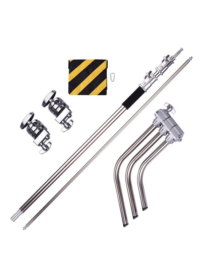 Professional Photography Light Stand C-Stand With Boom Arm Folding Legs Silver - Image 2