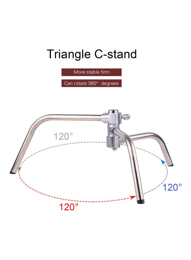 Professional Photography Light Stand C-Stand With Boom Arm Folding Legs Silver - Image 3