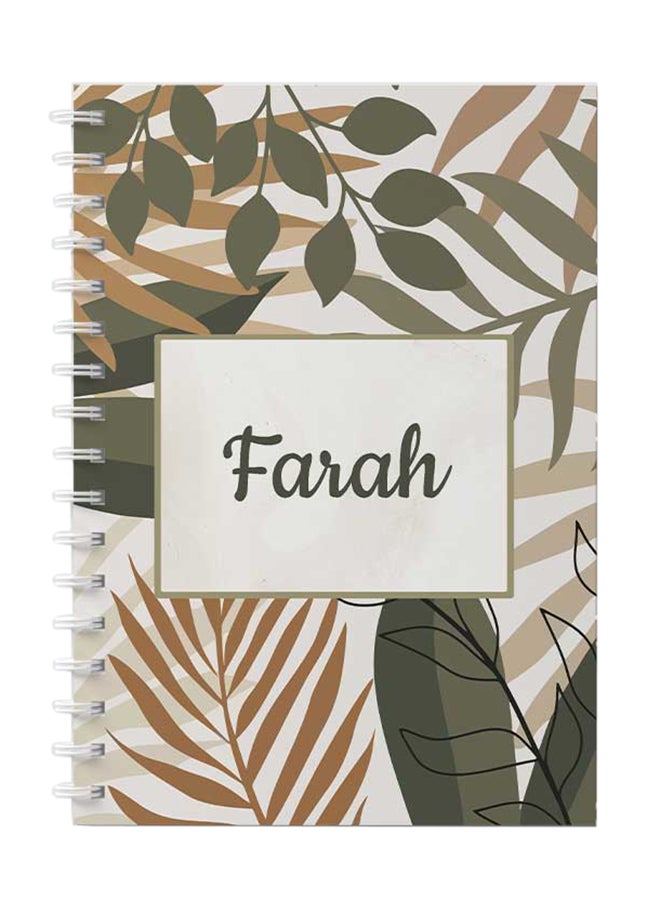 LOWHA Spiral Notebook with 60 Sheets For School Or Business Note Taking - English Name Farah Brown/Grey/Black - Image 1