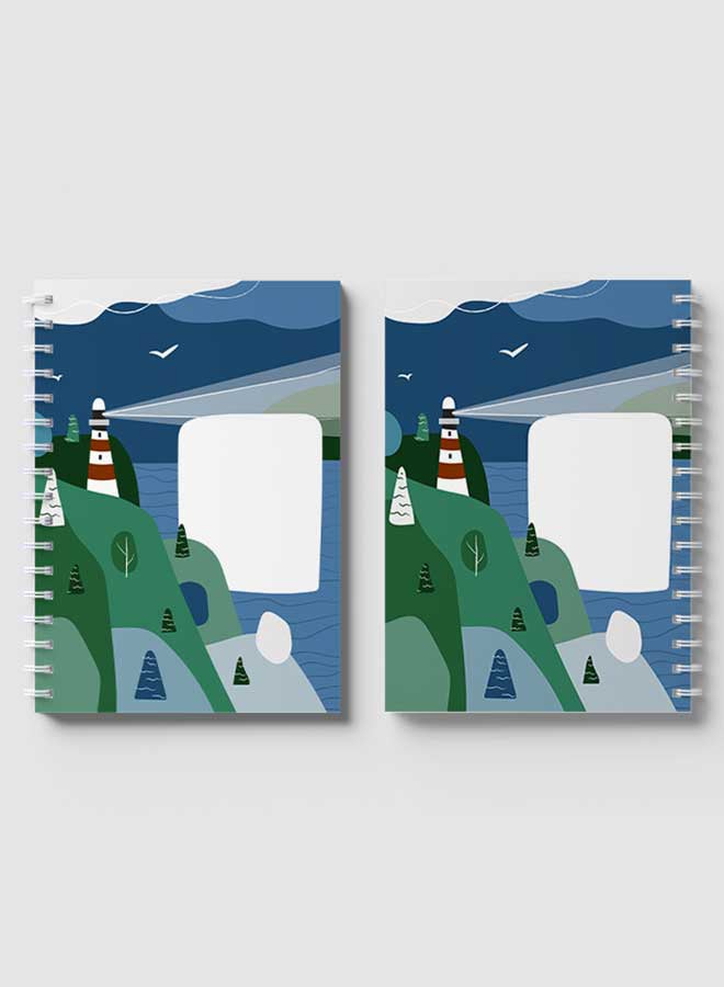 لوحة دفتر ملاحظات بسلك حلزوني للمدرسة أو تدوين الملاحظات الخاصة بالعمل مع غلاف يحتوي على 60 ورقة بتصميم فني على شكل منزل مضيء متعدد الألوان - Image 4