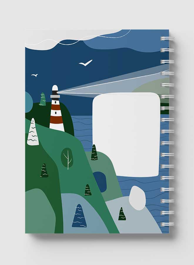 لوحة دفتر ملاحظات بسلك حلزوني للمدرسة أو تدوين الملاحظات الخاصة بالعمل مع غلاف يحتوي على 60 ورقة بتصميم فني على شكل منزل مضيء متعدد الألوان - Image 5