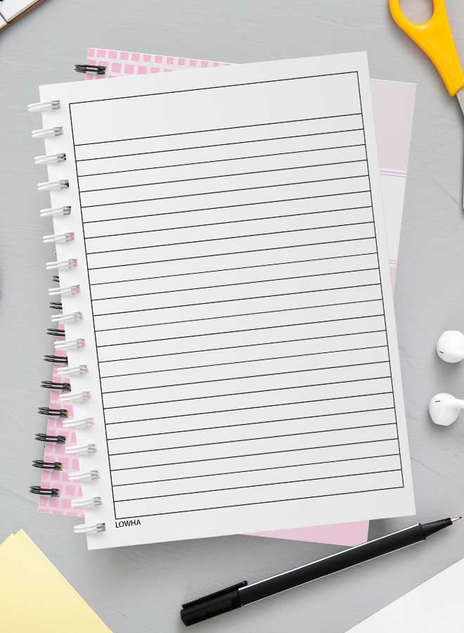 LOWHA Spiral Notebook For School Or Business Note Taking With 60 Sheets Abstract Pink and White Cube Multicolour - Image 3