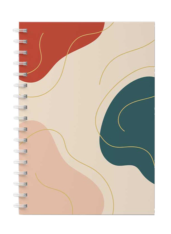LOWHA - Spiral Notebook For School Or Business Note Taking With 60 Sheets Abstarct Pastel Lines and Shapes Multicolour - Image 1
