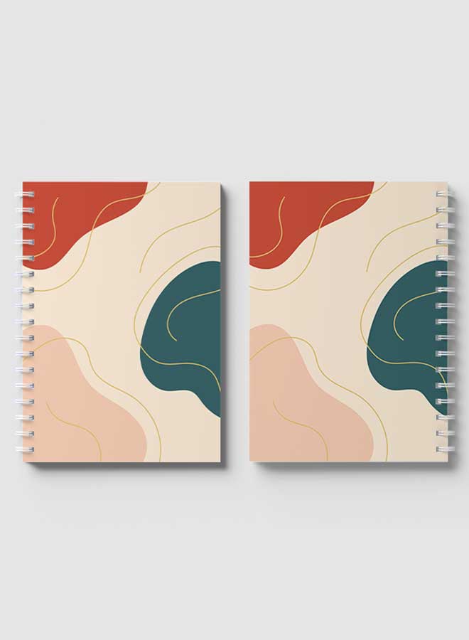 LOWHA - Spiral Notebook For School Or Business Note Taking With 60 Sheets Abstarct Pastel Lines and Shapes Multicolour - Image 1