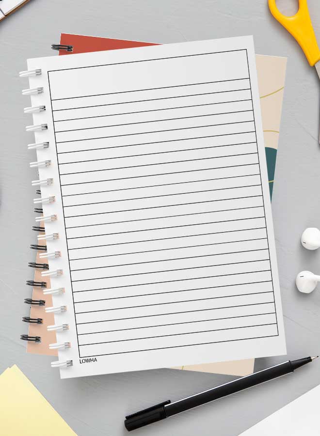 LOWHA - Spiral Notebook For School Or Business Note Taking With 60 Sheets Abstarct Pastel Lines and Shapes Multicolour - Image 1