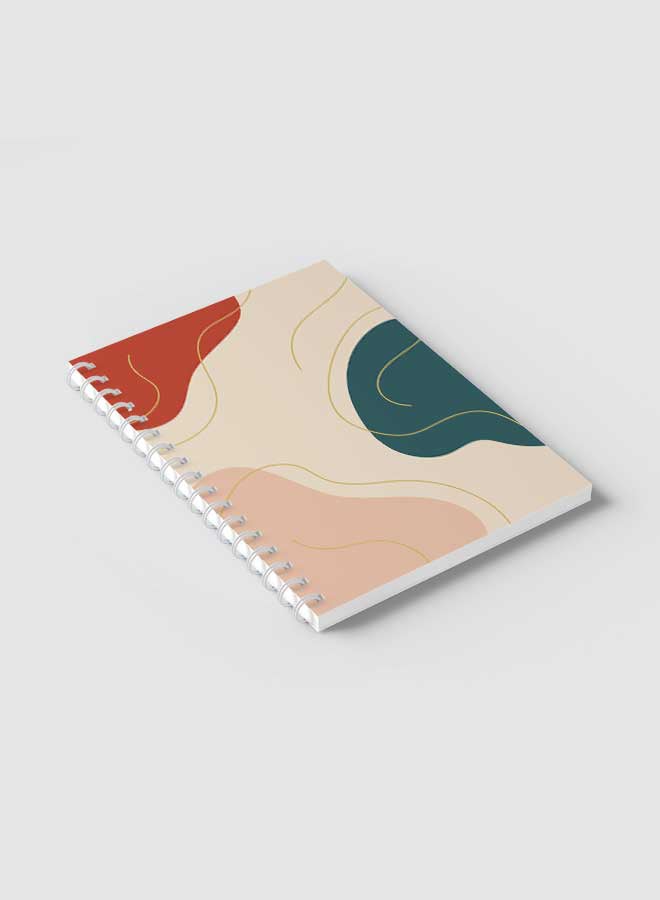 LOWHA - Spiral Notebook For School Or Business Note Taking With 60 Sheets Abstarct Pastel Lines and Shapes Multicolour - Image 1