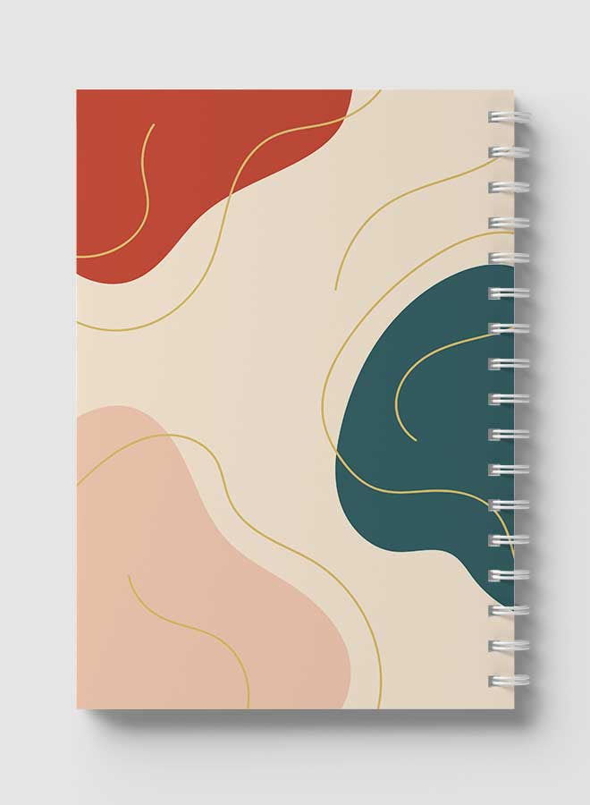 LOWHA - Spiral Notebook For School Or Business Note Taking With 60 Sheets Abstarct Pastel Lines and Shapes Multicolour - Image 1