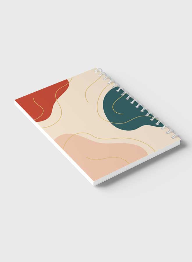LOWHA - Spiral Notebook For School Or Business Note Taking With 60 Sheets Abstarct Pastel Lines and Shapes Multicolour - Image 1