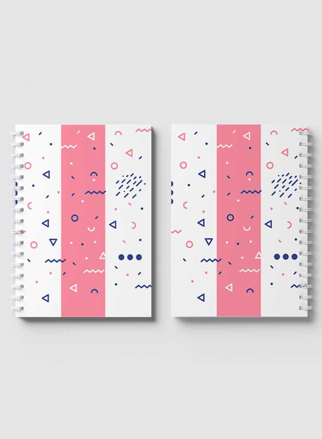 LOWHA Spiral Notebook with 60 Sheets For School Or Business Note Taking - Modern Mix Shapes Pattern Multicolour  - Image 4