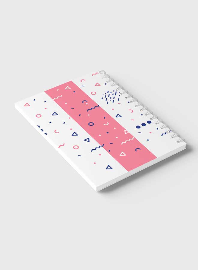 Spiral Notebook with 60 Sheets For School Or Business Note Taking - Modern Mix Shapes Pattern Multicolour