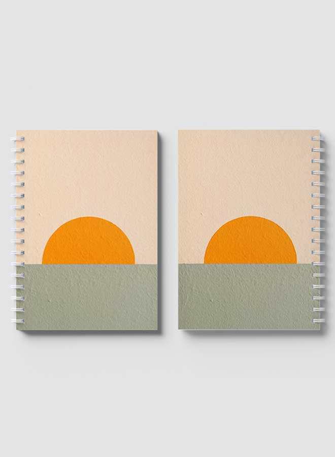 LOWHA - Spiral Notebook for School or Business Note Taking with 60 Sheets Boho Sun Rising Art Multicolour - Image 1