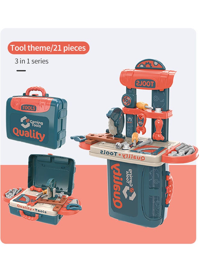 Kidle - 21-Piece 3-In-1 Pretend Play Fixing Tool Suitcase Kit 54x20.5x43cm - Image 1