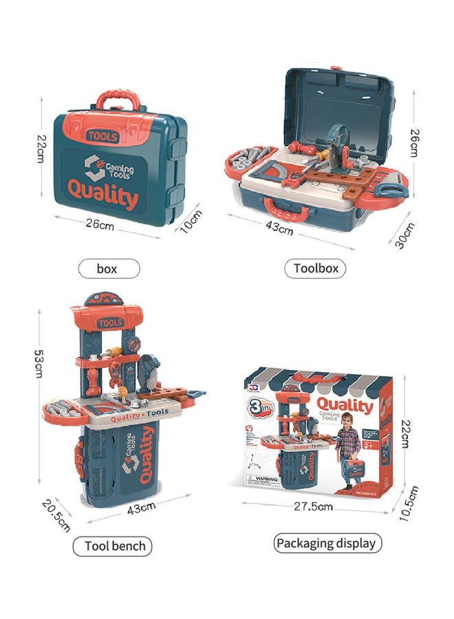 Kidle - 21-Piece 3-In-1 Pretend Play Fixing Tool Suitcase Kit 54x20.5x43cm - Image 1