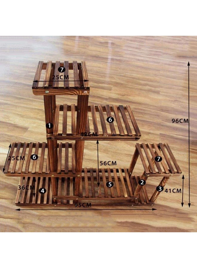 LINGWEI - Multi-Tier Flower Pots Display Stand Brown 96x95cm - Image 1