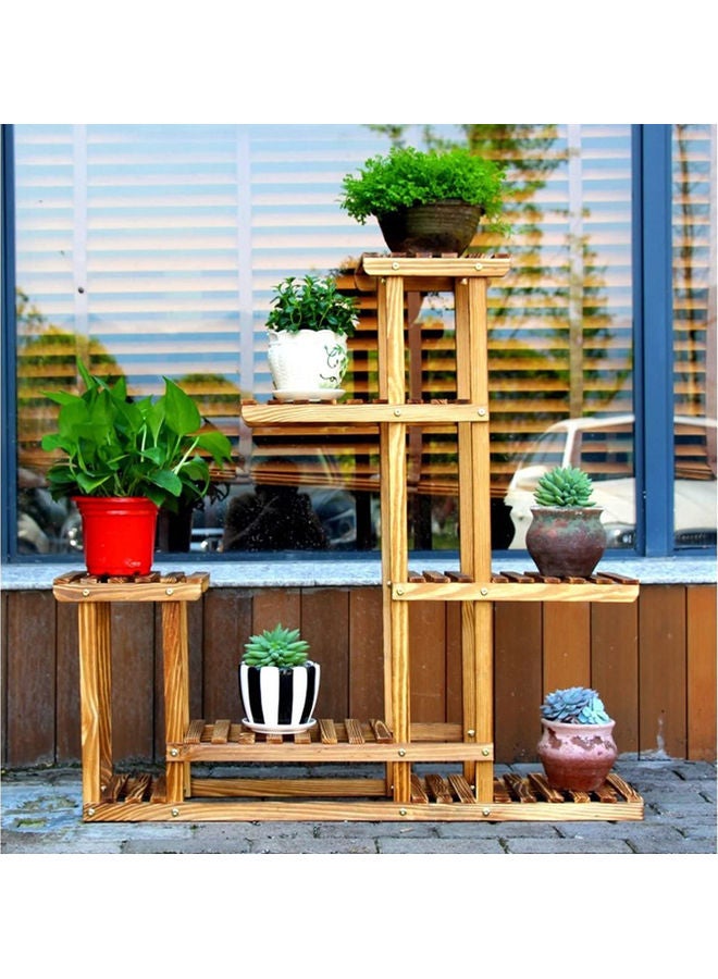 LINGWEI - Multi-Tier Flower Pots Display Stand Brown 96x95cm - Image 1