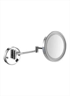 Nofer Brass Chrome Plated Stainless Steel Magnifying Mirror With LED Silver 21.5x36.5x21.5cm 