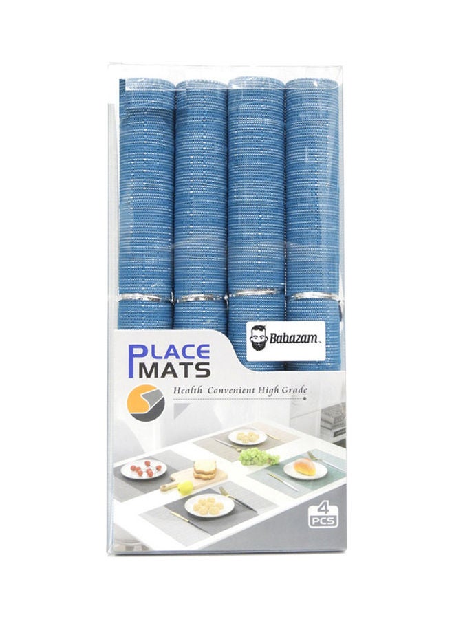 BABAZAM 4-Piece Durable Non-Slip PVC Placemats for Dining Table Blue 45 x 30cm  - Image 1