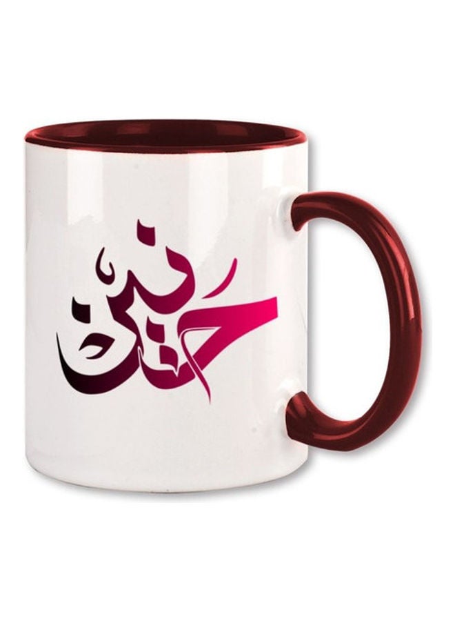 إم إي سي مج مطبوع بالخط العربي من هنين أحمر داكن/ أبيض