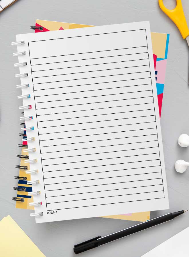 لوحة دفتر ملاحظات بسلك حلزوني للمدرسة أو تدوين ملاحظات العمل مزود ب 60 ورقة بنمط سلس متعدد الألوان - Image 3